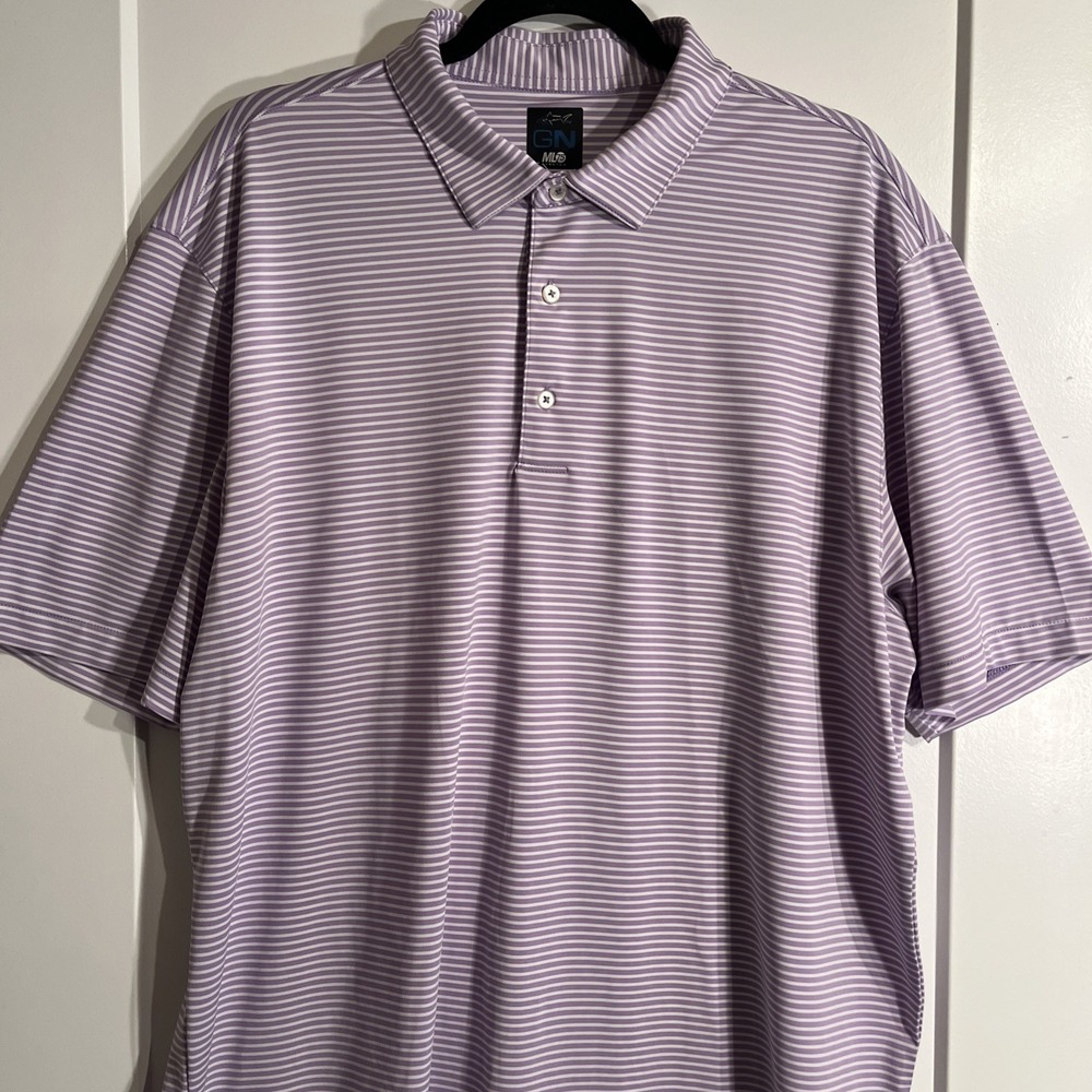 Greg Norman Mens Golf Polo Play Dry Performance Shirt XL Purple Striped ML75